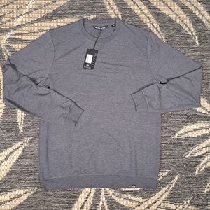 Travis Mathew Long Weekend Crew Neck Pullover Shirt Mens Large Dark Grey Heather